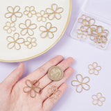 20Pcs 2 Style Brass Filigree Joiners, Hollow, 5-Petal Flower, Raw(Unplated), 22~31x23~32x1mm, Hole: 1.4mm, 10pcs/style