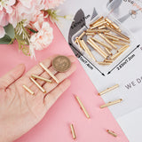 36Pcs 6 Style 304 Stainless Steel Slide On End Clasp Tubes, Slider End Caps, Real 18K Gold Plated, 13~40x6x4mm, Hole: 3x1mm, Inner Diameter: 3~3.5mm, 6Pcs/style