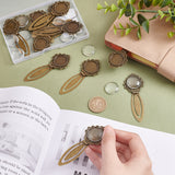 DIY Blank Dome Bookmark Making Kit, Including Tibetan Style Bookmark Cabochon Settings, Glass Cabochons, Antique Bronze, 24Pcs/box