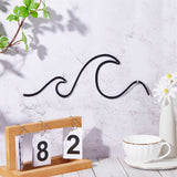 Iron Wave Wall Art Wall Decorations, with Screw and Plastic Findings, Black, 303x107x1mm, Hole: 3.8mm