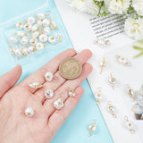 36Pcs 3 Styles Grade AA Natural Cultured Freshwater Pearl Connector Charms with Golden Tone Alloy Slices, Two Sides Polished, with Copper Wire Double Loops, Mixed Patterns, 20~21x8~9x6~8mm, Hole: 2.5mm, 12pcs/style