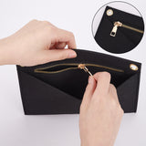 Felt Bags Organizer Insert, Mini Envelope Handbag Shaper Premium Felt, with Brass Grommets & Zipper, Black, 22x15.7x0.5cm, Hole: 10mm