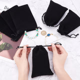 Rectangle Velvet Pouches, Gift Bags, Black, 15x10cm