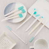 2 Sets Cloth Brush, with ABS Plastic Handle, Groove Gap Cleaning Tools, Turquoise, 140~187x8~10.5x5~25mm