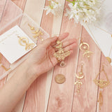 5 Pairs 5 Style Star & Moon Tarot Theme Alloy Dangle Earrings for Women, Golden, 82~133x21~45mm, Pin: 0.8mm, 1pair/style