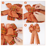 2Pcs Tartan Pattern Polyester Bowknot Display Decoration, with Twist Tie, Thanksgiving Day Theme, Coral, 490x308x33mm