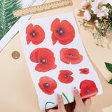 PVC Self Adhesive Floral Wall Decorative Stickers, Flower Waterproof Wall Decals for Wall Decorations, Red, 706x200x0.2mm, Sticker: 30~375x6~85mm