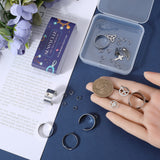 DIY Charm Finger Ring Making Kit, Including 304 Stainless Steel Loop Ring Bases & Jump Rings & Pendants, Cross & Sword & Cone & Peace Sign & Wing, Antique Silver & Stainless Steel Color, 36Pcs/box