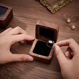 Square Wood Ring Storage Boxes, Flip Cover Case, with Velvet Inside and Magnetic Clasps, for Wedding, Proposal, Valentine's Day, Coconut Brown, 5.5x5.5x3.8cm