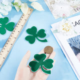 Saint Patrick's Day Iron on Shamrock Cloth Patches, Embroidery Appliques, Sewing Craft Decoration, Green, 77x72x1.5mm