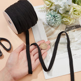 Flat Polyester Soft Drawstring Rope Replacement, Drawstring Cord, for Coats, Pants, Shorts, with 1pc Plastic Spool, Black, 8.7x1.3mm, about 27.34 Yards(25m)/Roll