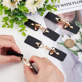 4 Sets Imitation Leather Toggle Buckle, Snap Toggle Closure Button, with Alloy Findings, for Bag, Sweater, Jacket, Coat, DIY Sewing Crafts Accessories, Black, 10.1cm