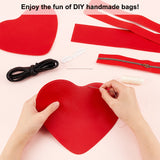 DIY Heart Coin Purse Pouch Making Kit, Including PU, Rope & Wire & Pin & Zinc Alloy Zipper, Red, 171x197x1.5mm, Hole: 1.4mm