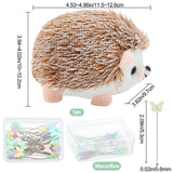 DIY Jewelry Making Kit, Including 1Pc Hedgehog Shaped Cotton Needle Cushion, Velet Cloth Needle Holder Pillow, 50Pcs Butterfly Iron Head Pins, Mixed Color, 115x100x97mm