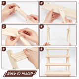 DIY 4 Tier Pine Wooden Display Risers, for Models, Building Blocks, Doll Display Holder, Storage Organizer Rack, with Iron Screws & Wing Nuts, Light Yellow, Finished Product: 40x39x32cm