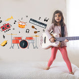 PVC Wall Stickers, Wall Decoration, Musical Instruments Pattern, 390x800mm