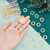 60Pcs 2 Colors 304 Stainless Steel Connector Charms, Pleated Ring, Golden & Stainless Steel Color, 15x1mm, Hole: 1.4mm, 30pcs/color