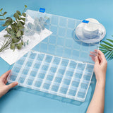 Plastic Storage Case, 36 Grids, with Removable Dividers, for Small Parts, Hardware and Craft, Rectangle, Clear, 36.5x20.3x3cm