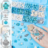 DIY Ocean Theme Bracelet Making Kit, Including Synthetic Howlite & Magnesite Beads, Alloy Charms, Starfish & Turtle & Chips & Round, Mixed Color, 17x14x7mm, Hole: 1mm, 10pcs