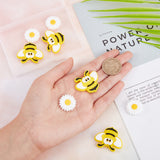 10Pcs 2 Style Food Grade Eco-Friendly Silicone Beads, Bee & Daisy, Mixed Color, 22~30x22~37x8.5~9.5mm, Hole: 2mm, 5pcs/style