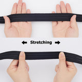 Flat Polyester Non-Slipped Elastic Cord, Silicone Gripper Elastic Band, Clothes Accessories, Black, 25mm