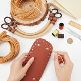 DIY Women's Plastic Rattan Woven Handbag Set, including Imitation Rattan Cord, Drawstring Bag Liner, Crochet Bag Base, Wood Bead Purse Handle, Peru, 20~44.7x8.9~34.3x0.1~0.95cm
