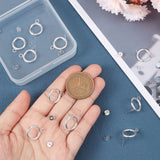 20Pcs 304 Stainless Steel Ring Stud Earring Findings, with Horizontal Loops & 20Pcs Brass Friction Ear Nuts, 925 Sterling Silver Plated, 18x14mm, Hole: 3.2mm, Pin: 0.7mm