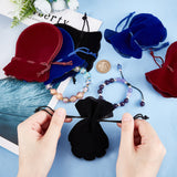 48Pcs 6 Styles Gourd Velvet Bags, Mixed Color, 9.5~12x7.5~9cm, 8pcs/style