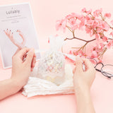 Organza Gift Bags with Lace, Rectangle with Flower Pattern, Creamy White, 14~15x10~11cm