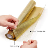 A4 Glitter Heat Transfer Vinyl Film, For T-shirt Garment, Gold, 30cm, 2m/roll