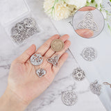 DIY 16Pcs 8 Style Rack Plating 304 Stainless Steel Pendants, Flat Round with Star & Horse & Trinity Knot, Stainless Steel Color, 19~33.5x20.5~31.5x1.5~2.5mm, Hole: 1.4~2mm, 2pcs/style