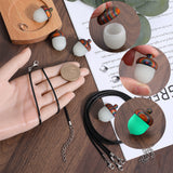 DIY Acorn Locket Necklace Making Kit, Including Openable Synthetic Luminous Stone Acorn Pendants, Imitation Leather Cord, 304 Stainless Steel Snap on Bails, 15Pcs/bag