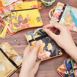 10Pcs 10 Colors Retro Square Cloth Zipper Pouches, with Tassel and Flower Pattern, Mixed Color, 11.5x11.5cm, 1pc/color