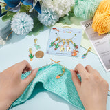 Alpaca & Cactus Pendant Stitch Markers, Alloy Enamel Crochet Lobster Clasp Charms, Locking Stitch Marker with Wine Glass Charm Ring, Mixed Color, 4.4~4.6cm, 3 style, 3pcs/style, 9pcs/set