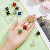 12Pcs 6 Styles Natural Mixed Gemstone Copper Wire Wrapped Pendants, Merkaba Star Charms, Golden, 26~31x20~21x13~15mm, Hole: 5~5.5mm, 2pcs/style