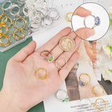 60Pcs 3 Colors Brass Adjustable Ring Components, Pad Ring Findings, Flat Round, Mixed Color, Tray: 10mm, US Size 7 3/4(17.9mm), 20pcs/color