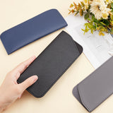 3Pcs 3 Colors Portable Slip-in Eyeglasses Pouch, PU Leather Eyeglass Case, for Reading Glasses, Sun Glasses, Mixed Color, 176x76x3mm, 1pc/color