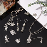 60pcs 30 Style Zinc Alloy Pendants Set, Architecture Series, Mix-shaped, Antique Silver, Antique Silver, 2pcs/style