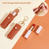PU Leather Lipstick Storage Bags, Portable Lip Balm Organizer Holder for Women Ladies, with Light Gold Tone Alloy Keychain, Rectangle, Saddle Brown, 9x3.2x2.9cm