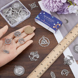 36PCS 9 Style Alloy Pendants, Mix Shapes, Antique Silver, 18~34.5x9.5~30.5x1.5~3mm, Hole: 1.6~2mm