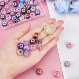 Acrylic & Resin & Polymer Clay Rhinestone European Beads, Large Hole Beads, with Silver Color Core, Rondelle, Mixed Color, Beads: 13.5~14x8~10mm, Hole: 5mm, 54pcs/bag, 1bag/box