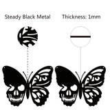 Iron Hanging Ornaments, for Home Wall Decoration, Butterfly with Skull, Matte Gunmetal Color, 239x300x1mm