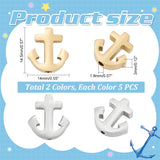 10Pcs 2 Colors 304 Stainless Steel Beads, Anchor, Golden & Stainless Steel Color, 14.5x14x3mm, Hole: 1.8mm, 5pcs/color