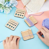 4Pcs 2 Style Wood Knitting Gauge Rulers, Crochet Hook and Knitting Needle Gauge, Square, BurlyWood, 6.35x6.35x0.5cm, 2pcs/style