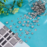 160Pcs 8 Style 304 & 316 Stainless Steel Fancy Bead Caps, Multi-Petal, Mixed Flower, Stainless Steel Color, 7~15x7~15x1.5~7mm, Hole: 1~1.5mm, 20pcs/style