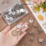 304 Stainless Steel Hoop Earring Findings, Flat Round Earring Settings, Stainless Steel Color, 20 Gauge, Tray: 8~20mm, 19~32x10~22mm, Pin: 0.8mm, 12Pcs/size, 4 Size, 48Pcs/box