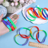 Rainbow Pride Silicone Cord Bracelet, Plain Wristband for Men Women, Colorful, Inner Diameter: 2-1/2 inch(6.5cm)