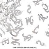 304 Stainless Steel Letter Charms, Stainless Steel Color, Letter A~Z, 74x72x17mm, 208pcs/box