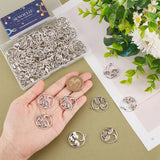 60Pcs Tibetan Style Alloy Pendants, Ring with Mushroom & Moon Charm, Antique Silver, 27.5x23.5x3mm, Hole: 1.6mm