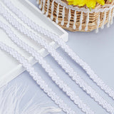 Polyester Wavy Lace Ribbons, Garment Accessories, Silver, 5/8 inch(15mm), about 13.12 Yards(12m)/Card